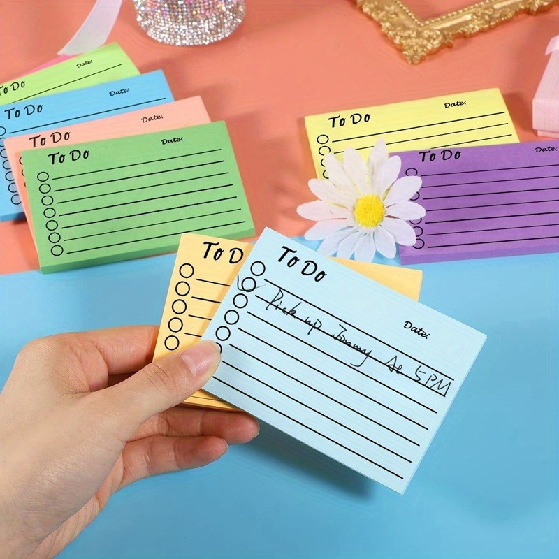 Meal Plan Notepad - Blocchetti Adesivi Fluorescenti Multicolore, Blocco Note